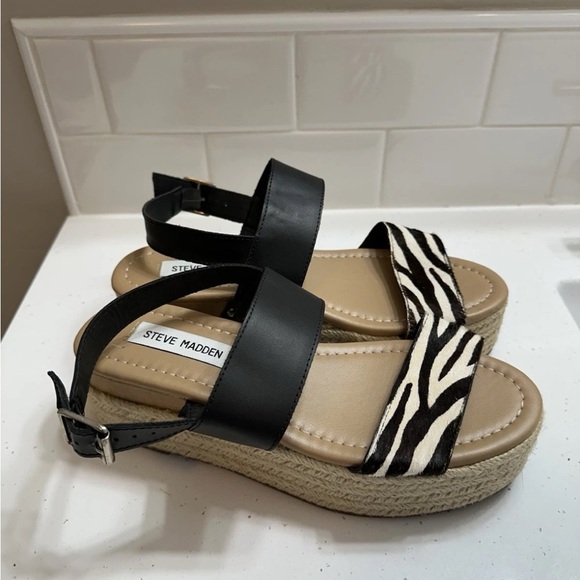 Steve Madden Shoes - Steve Madden Women's Fifer Espadrille Wedge Sandals 7 Zebra Print Platform NWOT